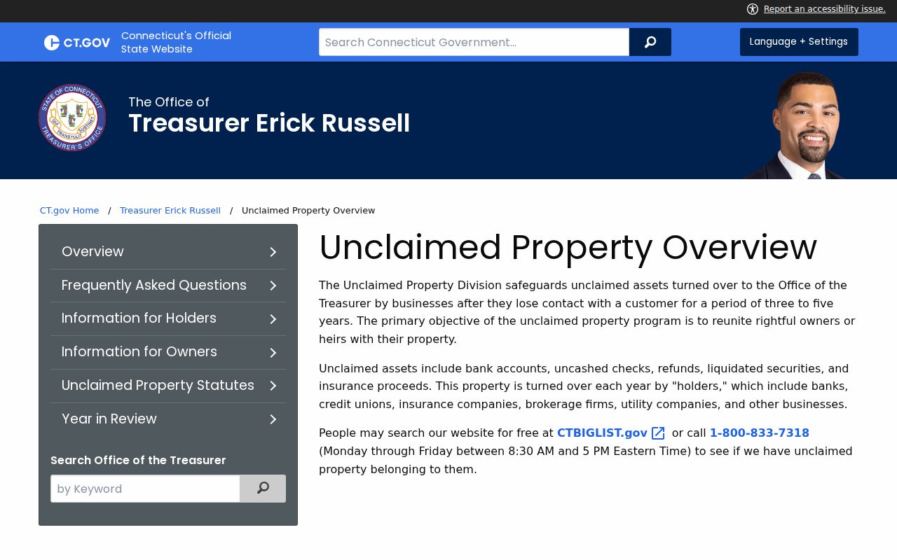 Newtown residents directory Connecticut unclaimed property search reference
