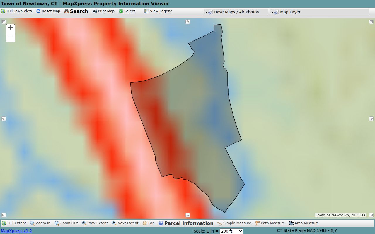 Newtown neighbors MapXpress interactive GIS parcel map