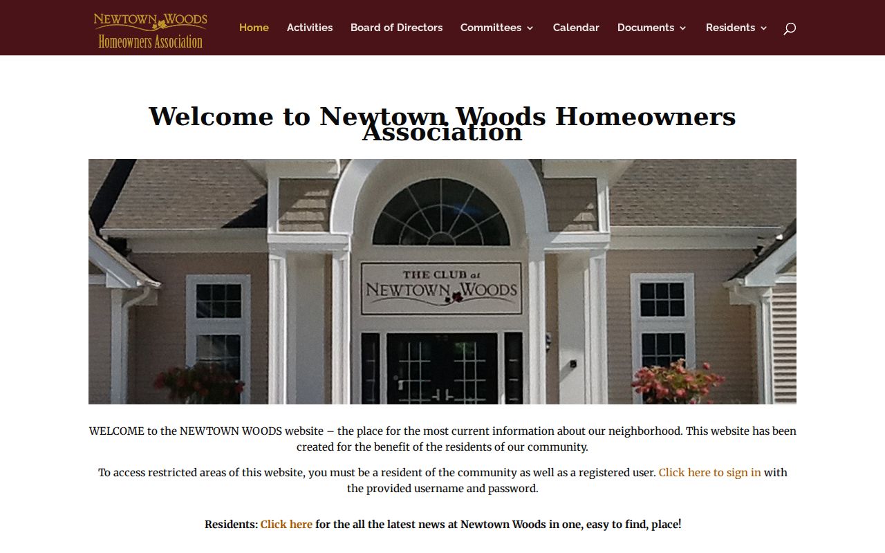 Newtown neighbors Newtown Woods public community association information