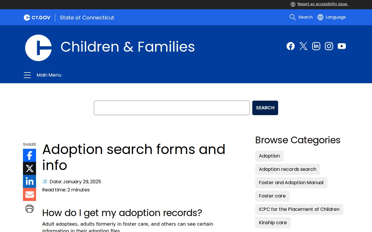 Newtown resident lookup, Connecticut DCF adoption search and reunion information