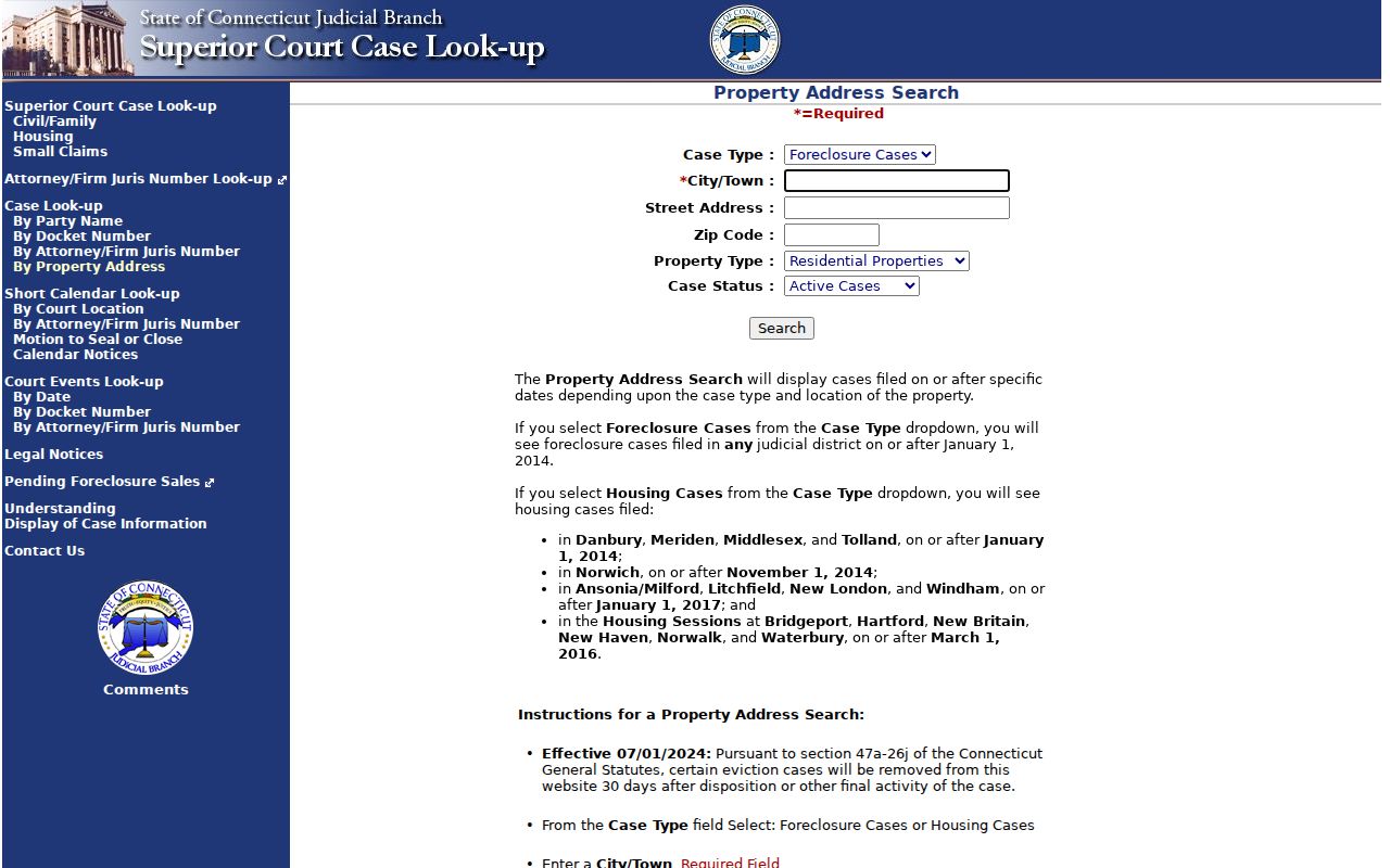 Newtown ZIP code directory, Connecticut Civil Inquiry property address search